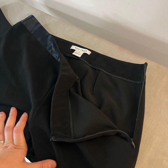 White House black market black wide leg satin trim pants size 8 - Picture 7 of 11